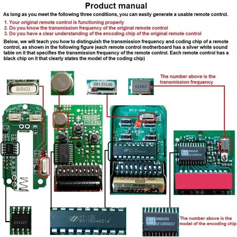 Garage Door Remote Control Duplicator 433MHz 433 92MHz Code Grabber Zpaxo