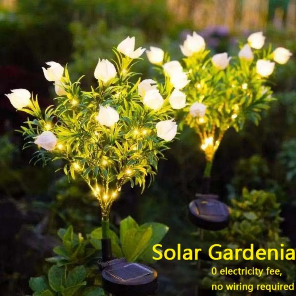 Solar Powered Gardenia Flower Lamp Decoration Waterproof Balcony Home Zpaxo