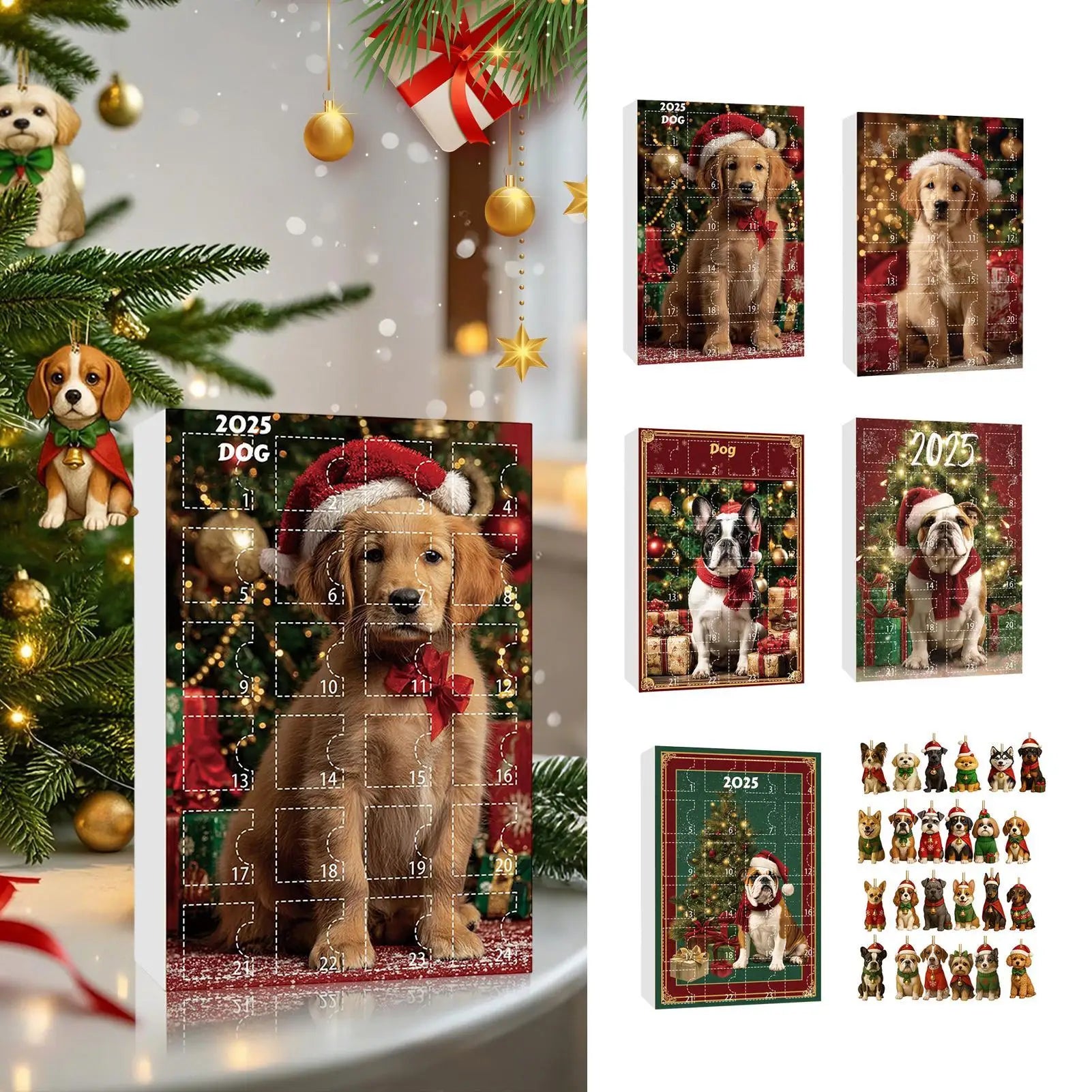 Dog Advent Calendar 24 Days Countdown 2D Acrylic Christmas Ornaments