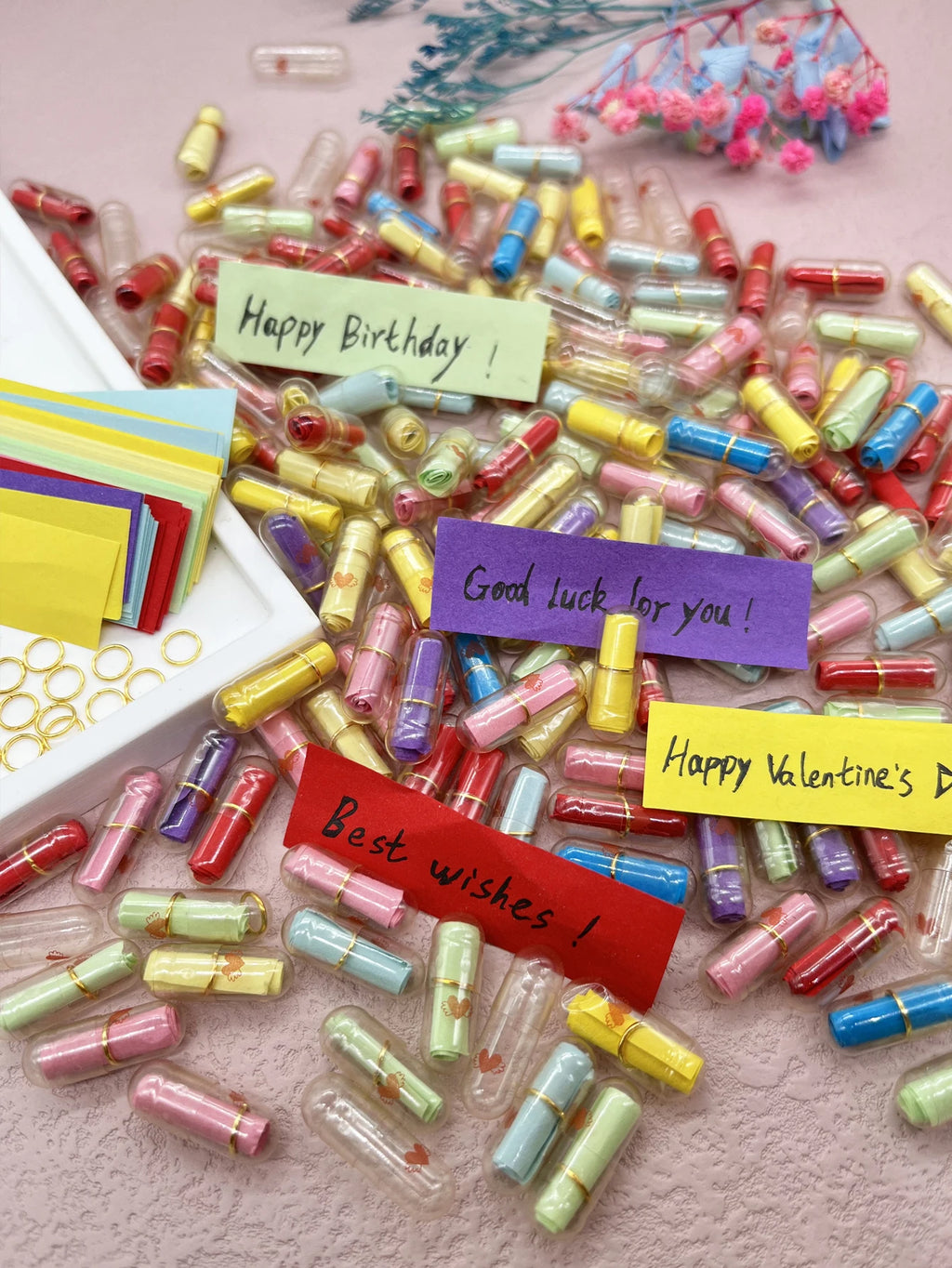 50pcs Message Capsule Love Pills – DIY Valentine's Notes & Wishes DIY Gift Capsules Zpaxo