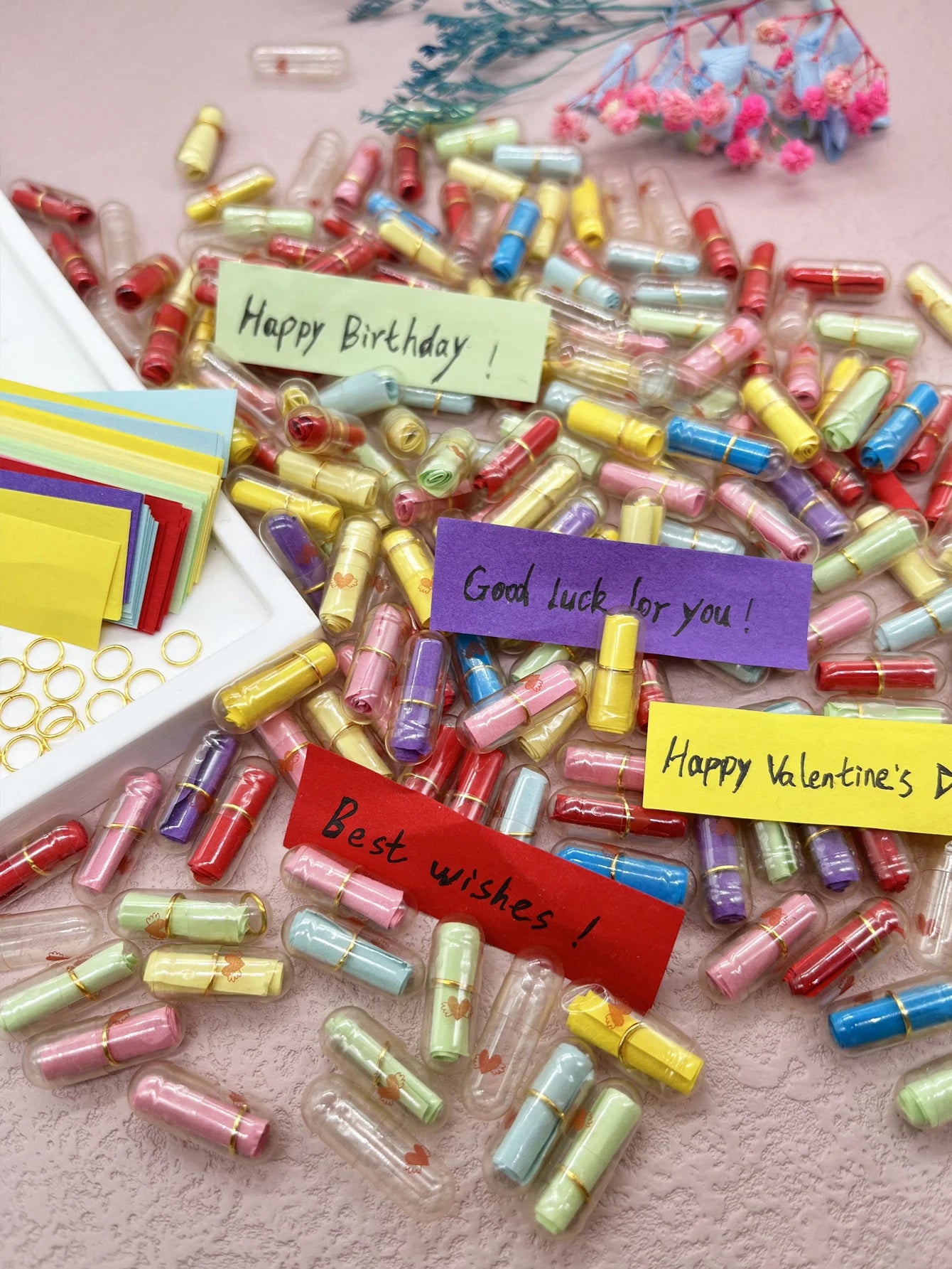 50pcs Message Capsule Love Pills – DIY Valentine's Notes & Wishes DIY Gift Capsules Zpaxo