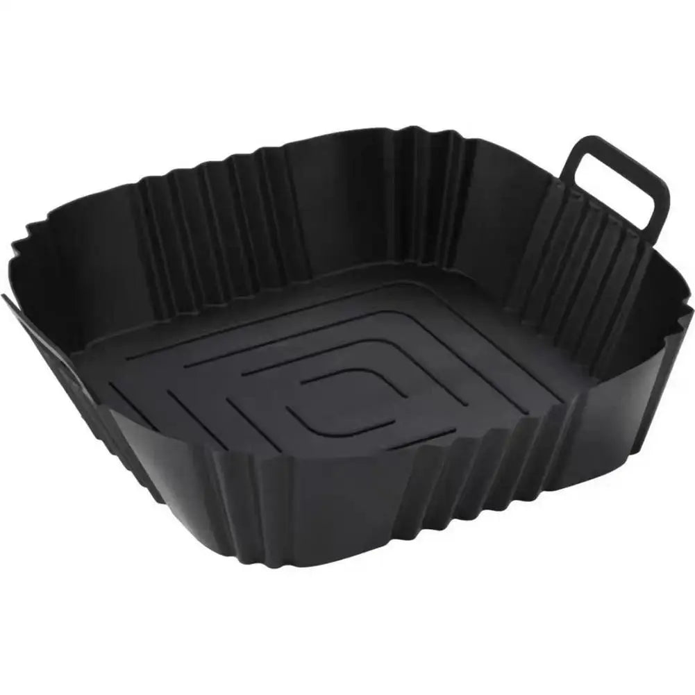 22cm Silicone Air Fryer Liner – Reusable Non-Stick Basket Tray Air Fryer Liner Zpaxo black