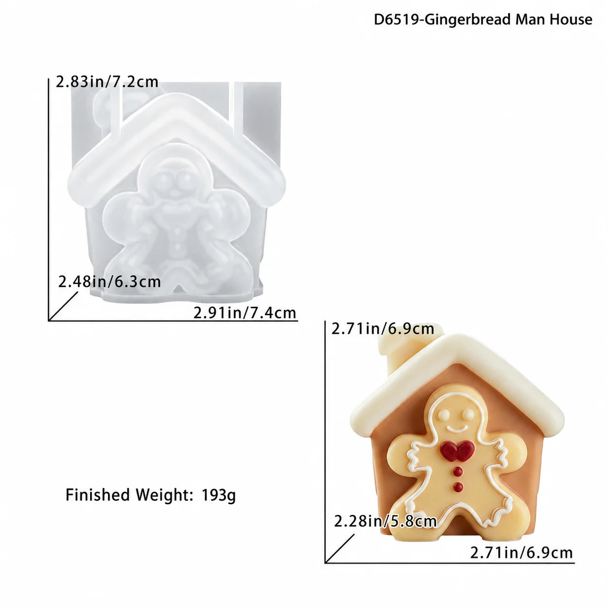 3D Gingerbread House Silicone Mold – Christmas Candle & Craft