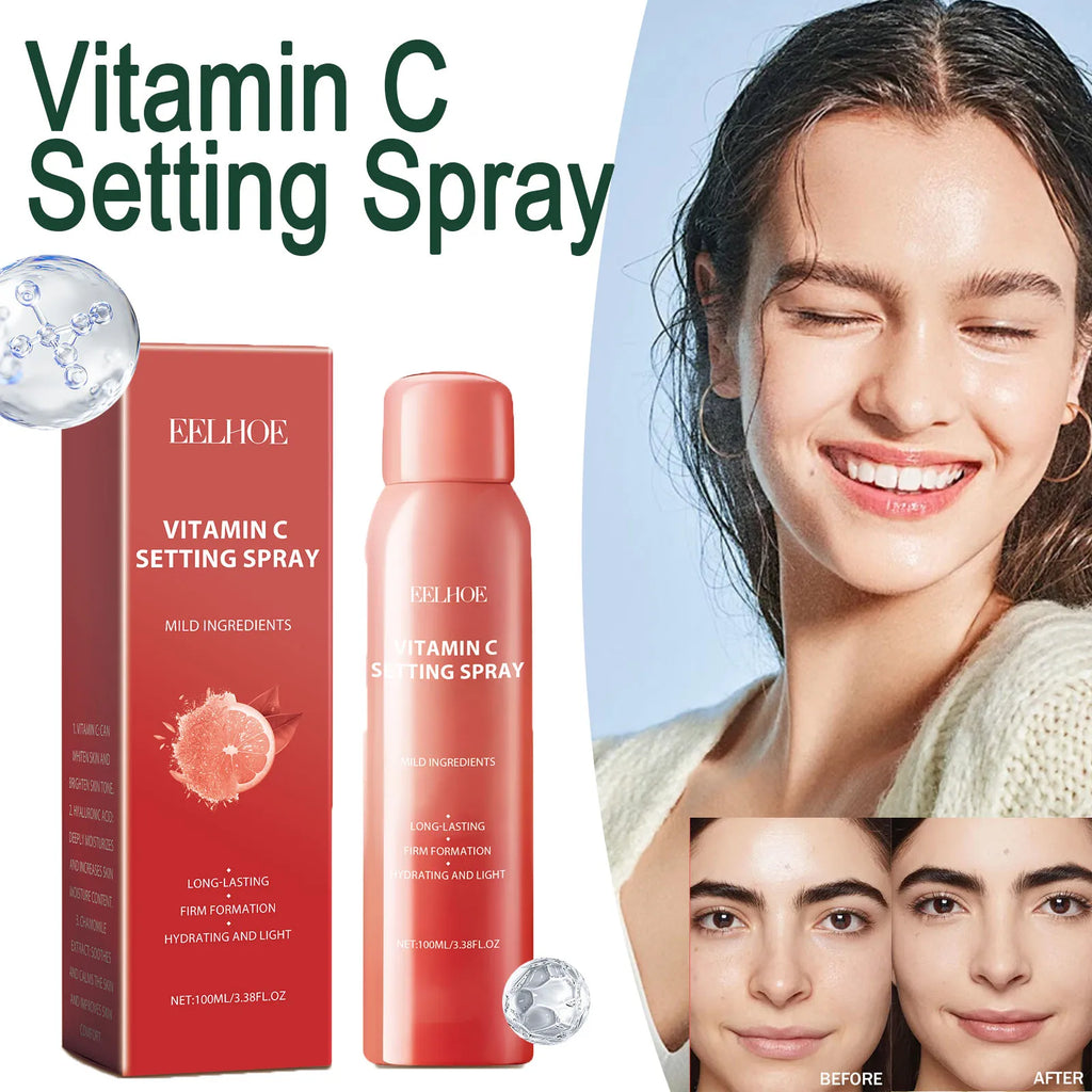 EELHOE Vitamin C Setting Spray Moisturizing Long-Lasting Brightening Light Formula Face Calm Makeup Hyaluronic Acid 100ml Zpaxo