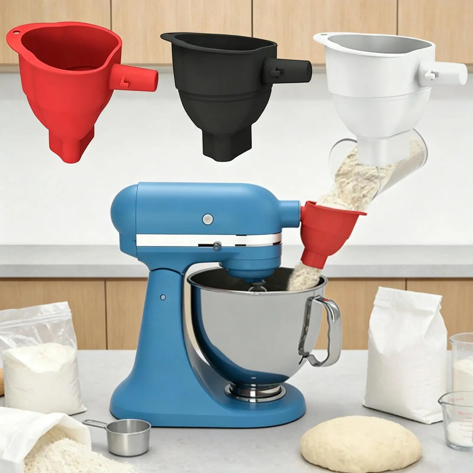 Stand Mixer Flour Funnel Silicone Anti-spill Dishwasher Safe Baking