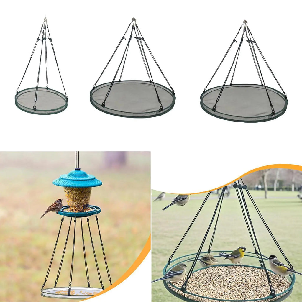 Platform Bird Seed Catcher Tray Simple Installation Reliability Hanging Hoop for Outdoors Backyard Bee Feeder Home Farmer Zpaxo