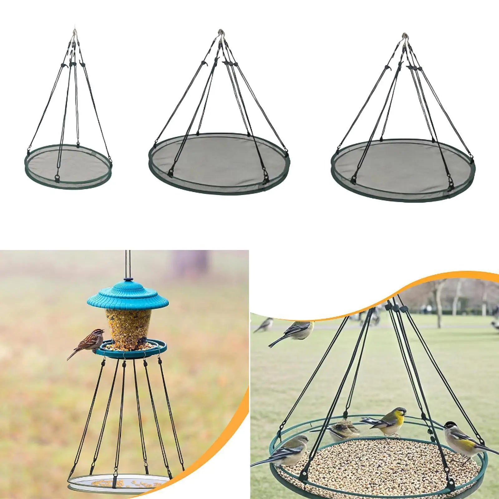 Platform Bird Seed Catcher Tray Simple Installation Reliability Hanging Hoop for Outdoors Backyard Bee Feeder Home Farmer Zpaxo