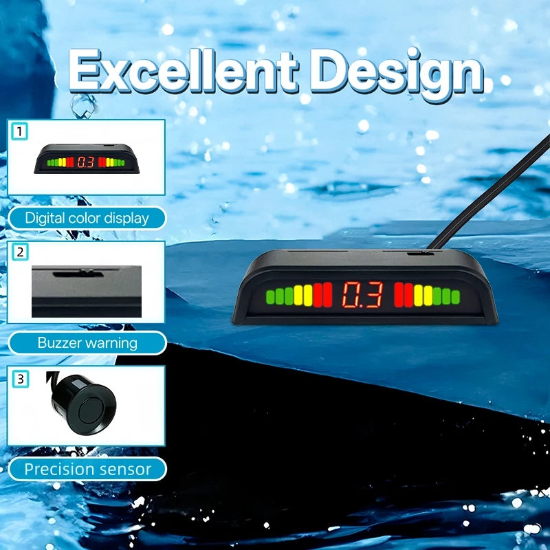 Hippcron Parking Sensors Car Reverse Display 4 Backward Sensor Sound