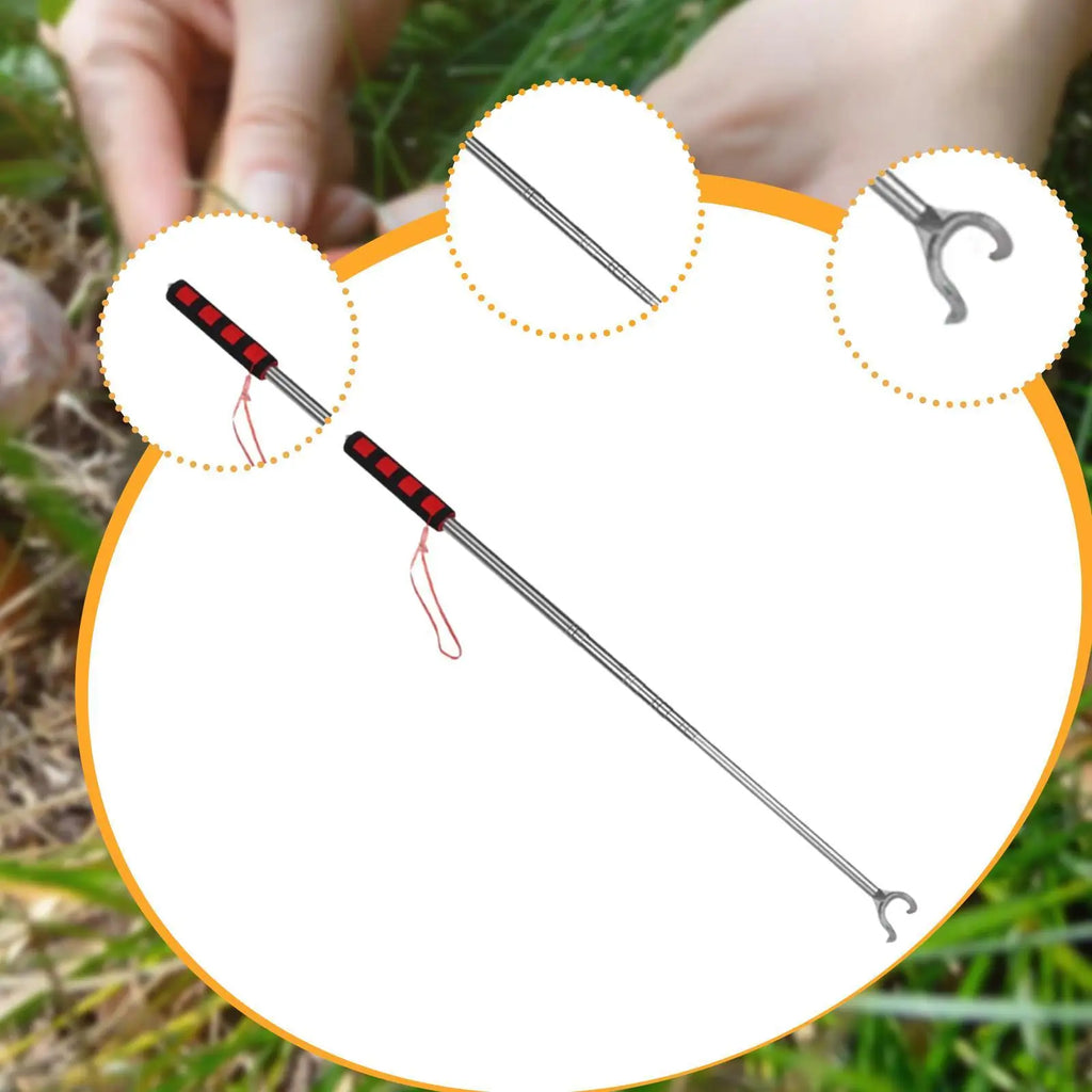 Mushroom Picking Tool Stainless Steel Adjustable Extendable Two Prong Hook Mushroom Foraging Picker Telescopic Pick up Tool Zpaxo