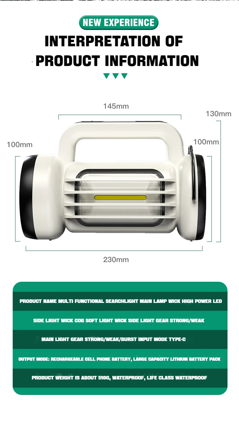 POCKETMAN 3800 Lumen LED Searchlight Torch with Power Bank