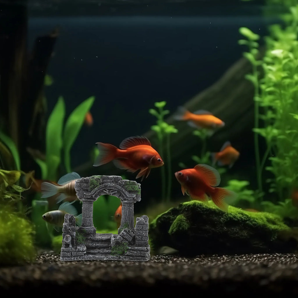 Two-columns Roman Column Aquarium Decor Resin Artificial Castle Fish
