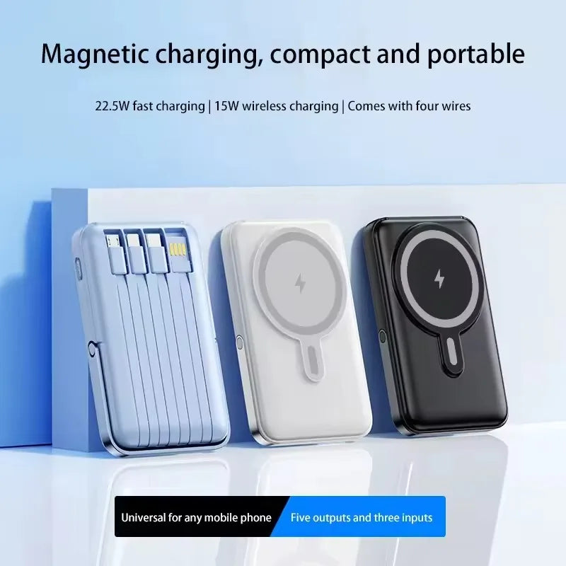 20000mAh Portable Fast Charger Magnetic Wireless Power Bank with Cable Stand External Battery for iPhone Samsung Xiaomi Magsafe Zpaxo