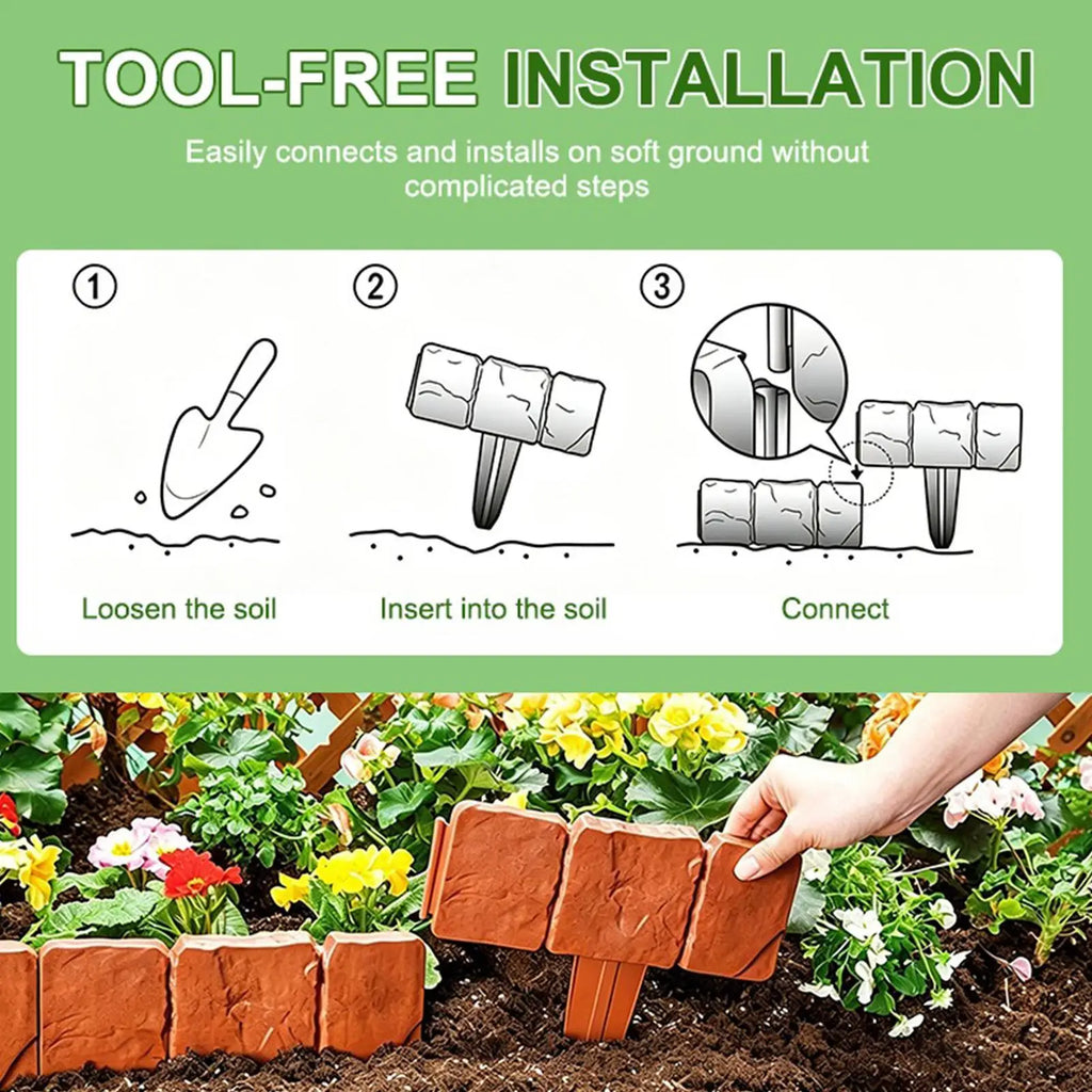 Landscape Edging Border 20-Piece No Dig Flexible Heavy Duty Garden
