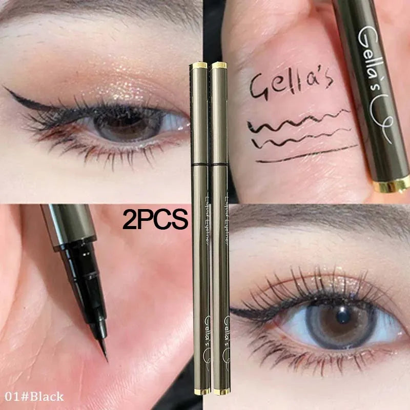 Ultra Thin Black Liquid Eyeliner Matte Long-lasting Waterproof Metal Zpaxo Black 2PCS