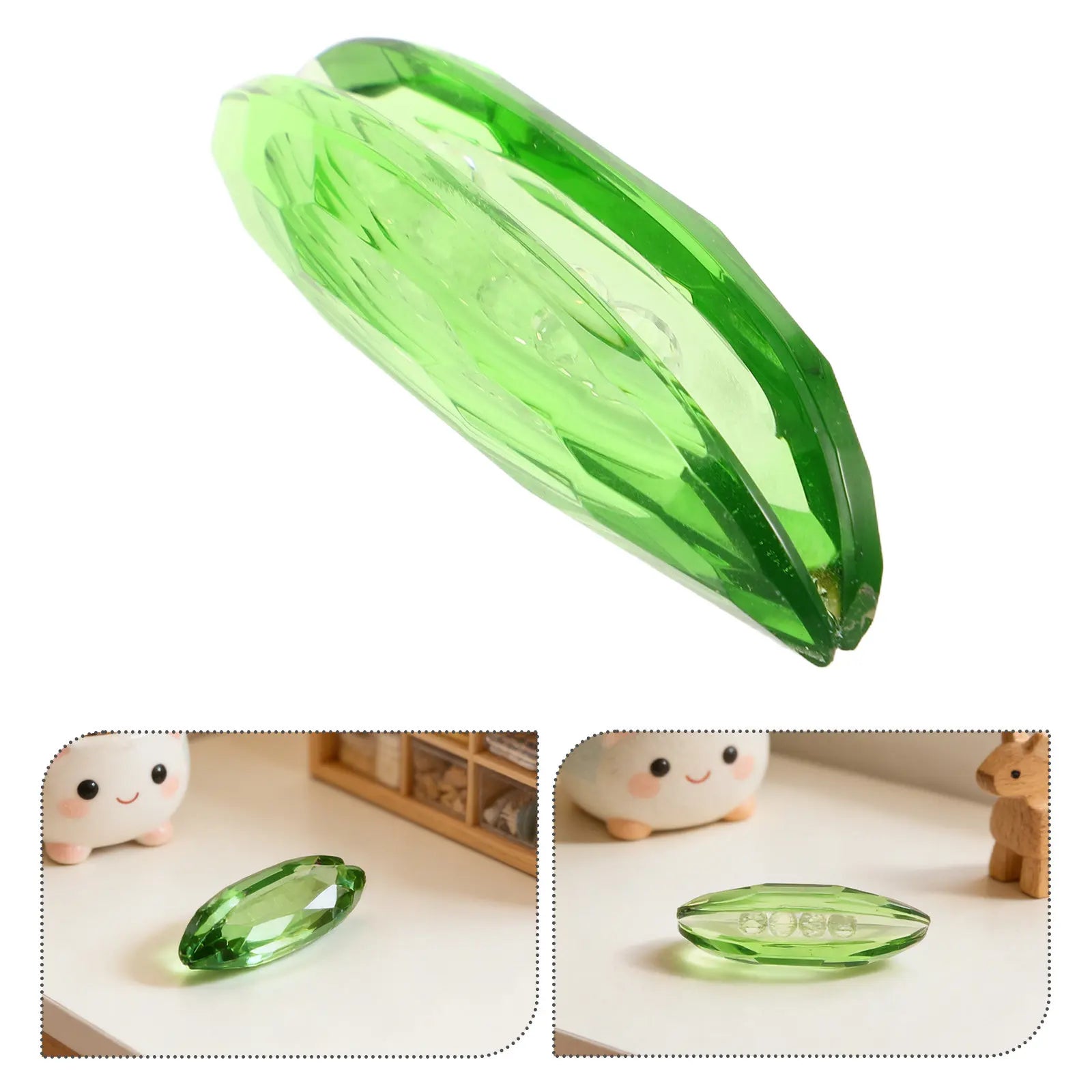 Crystal Snow Pea Artificial Vegetable Ornament Realistic Green Dining