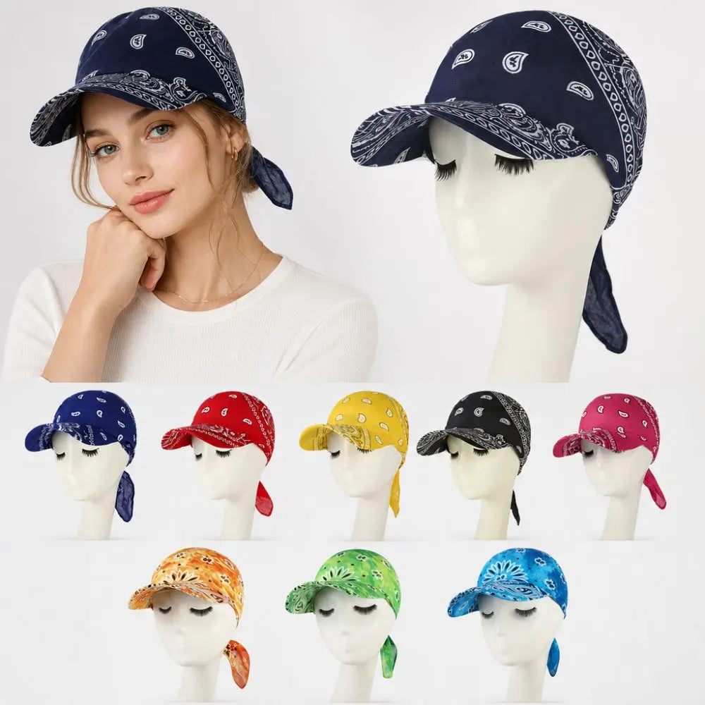 New Wide Brim Baseball Caps Head Scarf Lightweight Breathable Sun Visor Turban Pre-Tied Bandana Scarf Cap Women Outdoor Zpaxo