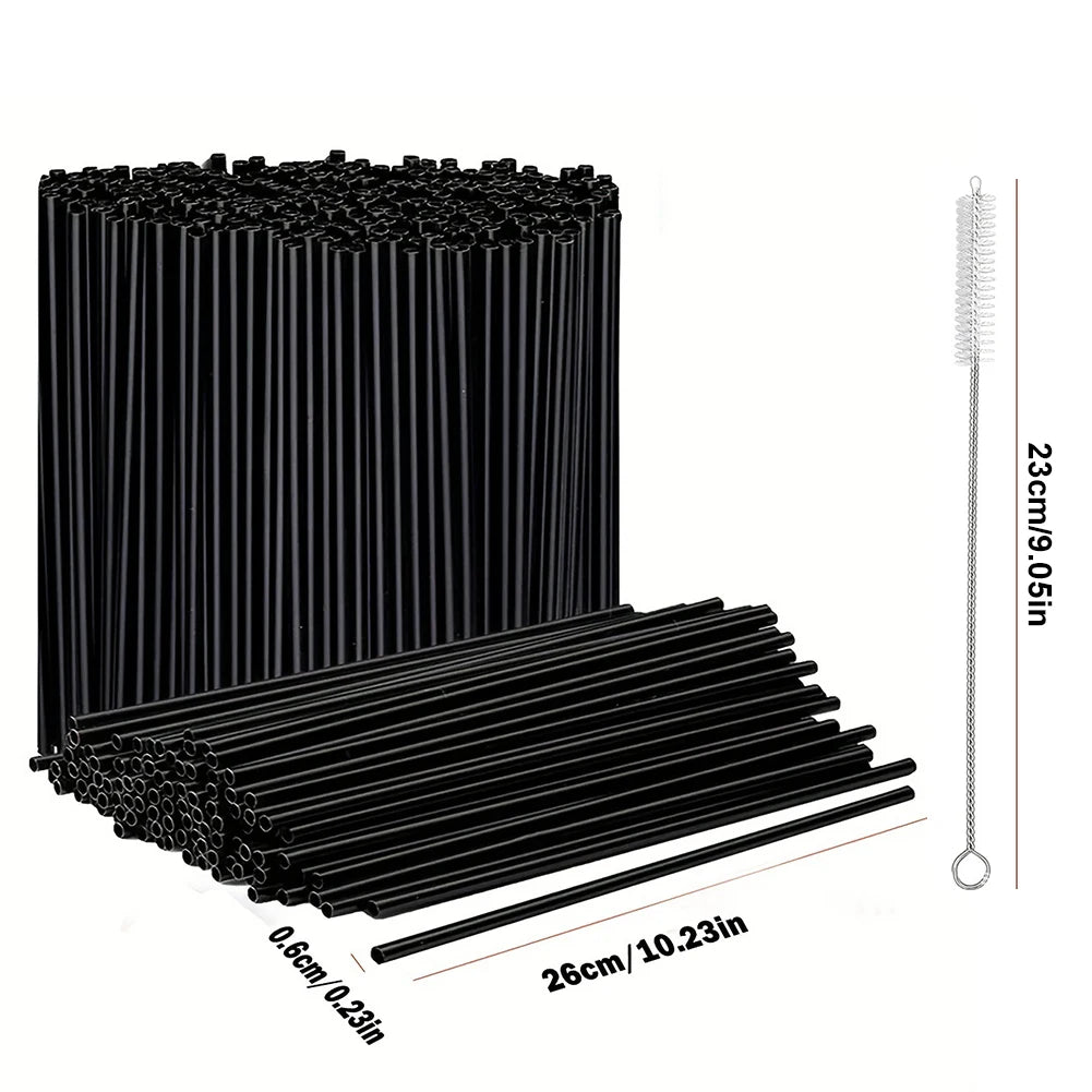 Black Drinking Straws Straw Brush Cocktail Reusable Flexible Plastic