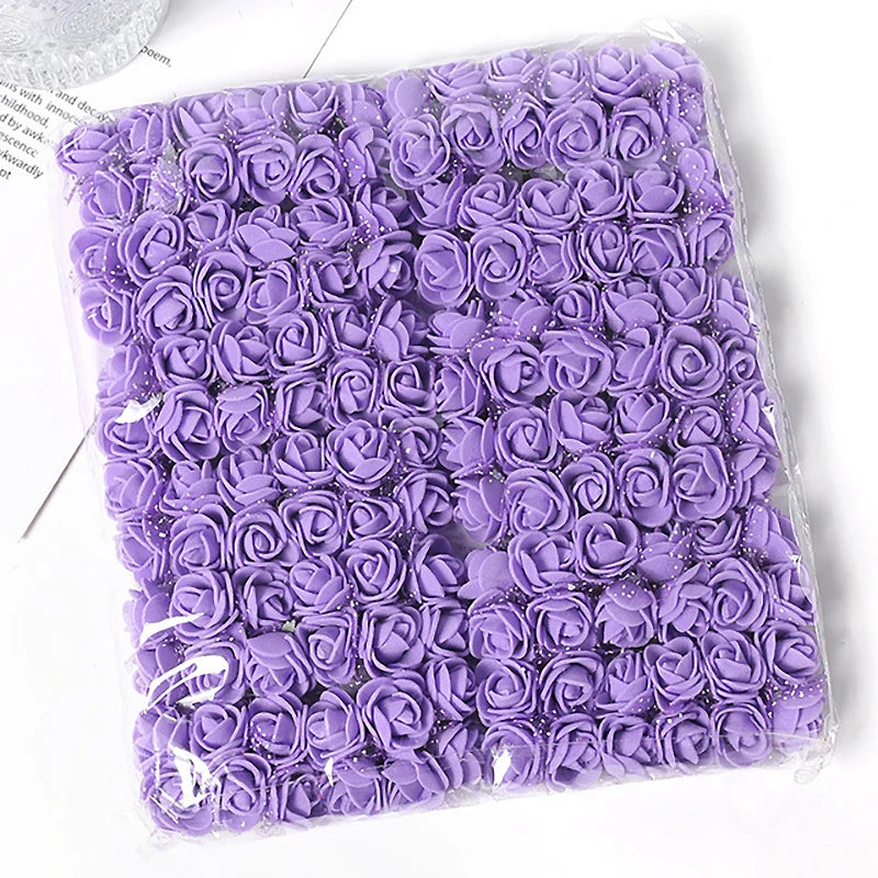 Mini Foam Rose Flower Bouquet Artificial Roses Wedding Party Zpaxo Purple