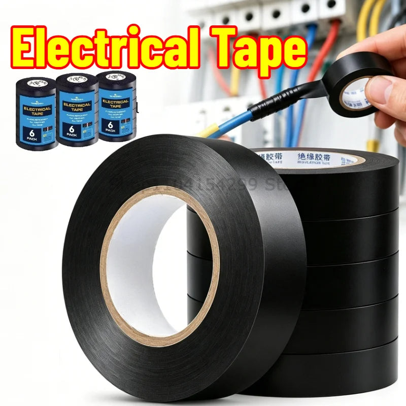 6/10m High-temperature Insulation Tape Resistant Black Flame Retardant Electrical Tape Insulating Adhesive for Industrial Househ Zpaxo