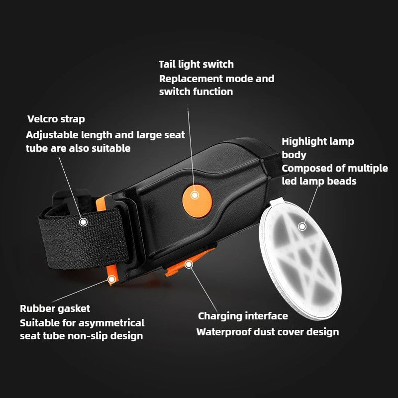 Creative Bicycle Taillights USB Charging Mountain Lights Night Road Bike Riding Equipment Accessories High Brightness Taillights Zpaxo