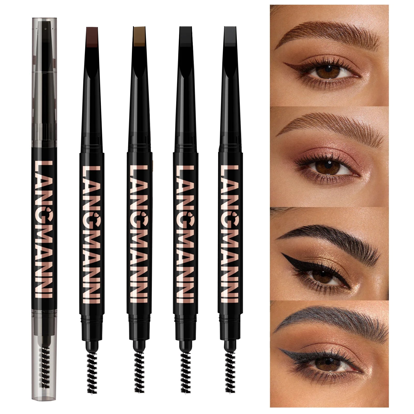 Double Headed Eyebrow Pencil Waterproof Sweat Proof Anti Smudging Zpaxo