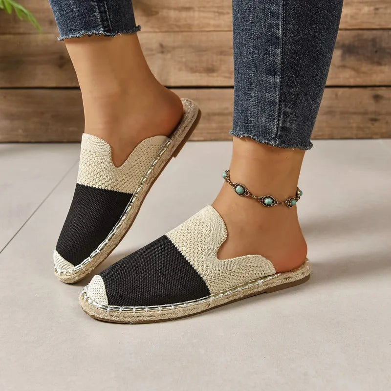 Women's Breathable Round Closed Toe Blocking Vintage Slippers 2026 Zpaxo
