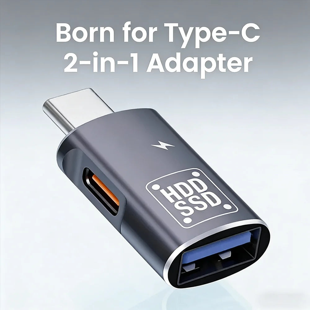 2-in-1 USB-C OTG Adapter | USB-A & Type-C Female | 3A Charging USB-C OTG Adapter Zpaxo