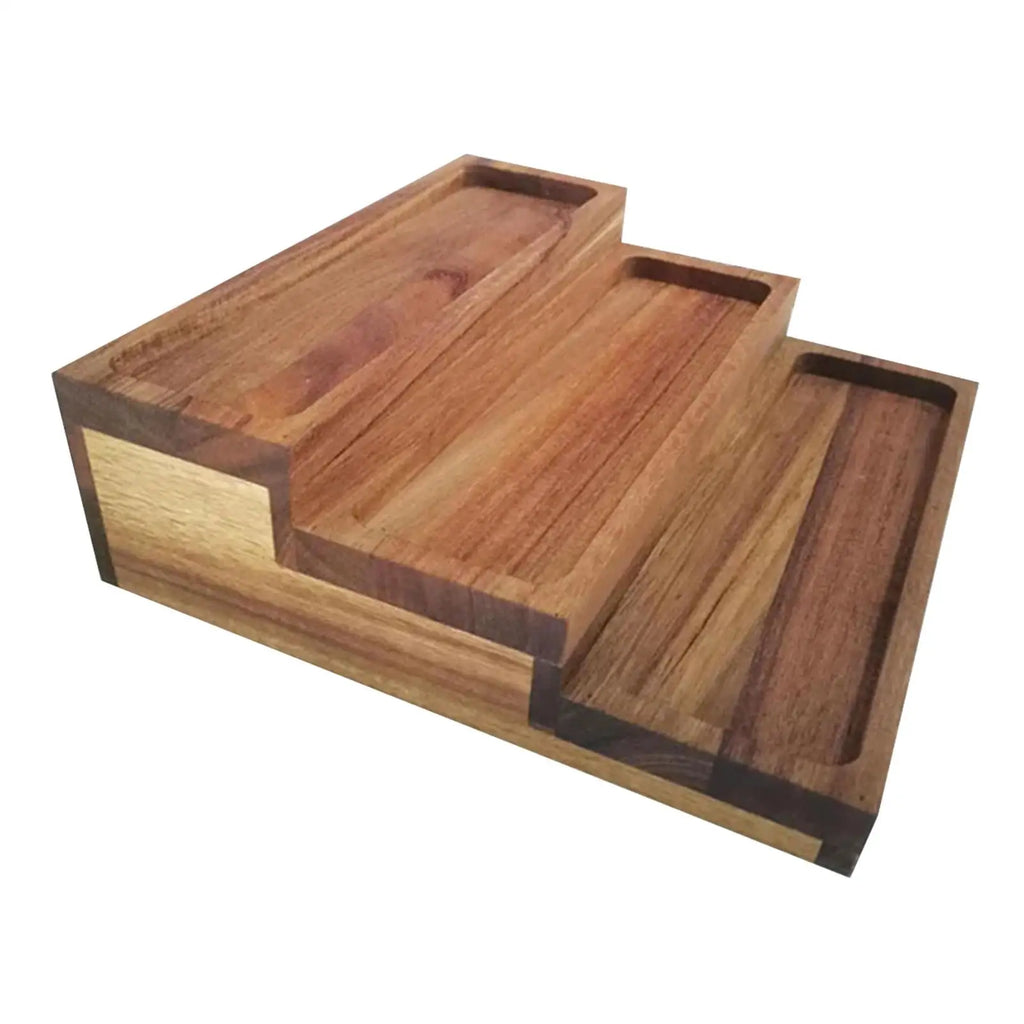3 Bamboo Tier Spice Rack Wood Step Shelf Pantry Cabinet Seasonings Zpaxo