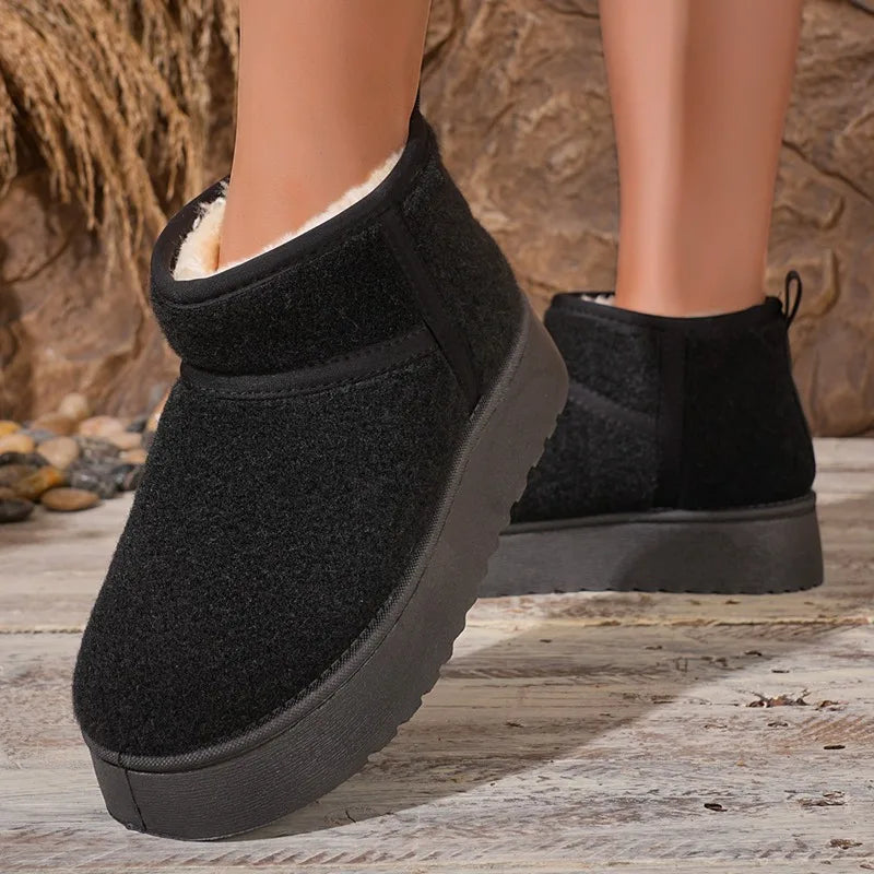 Winter Women's Comfortable Keep Warm Mid Heel Snow Boots Women Solid Zpaxo