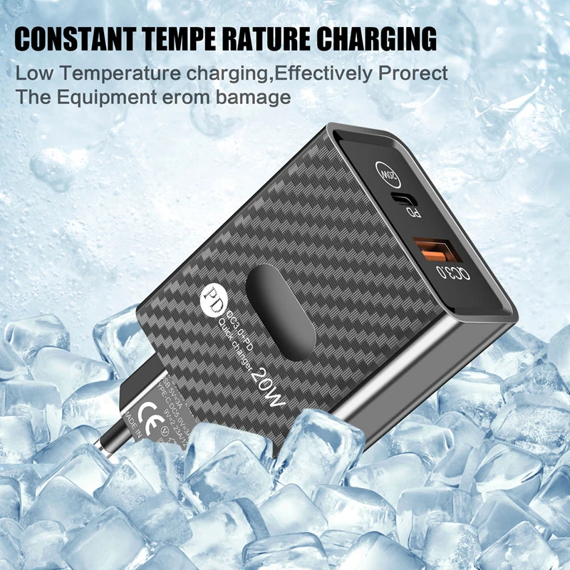 20W PD Fast Charging Mobile Phone Charger EU US Charge Plug Adapter