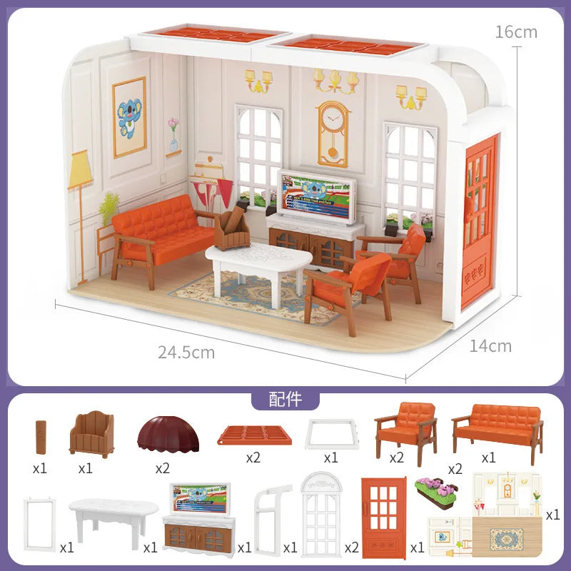 Dollhouse Miniature Furniture Living Room Bedroom Bathroom Doll House Zpaxo Living room sun room