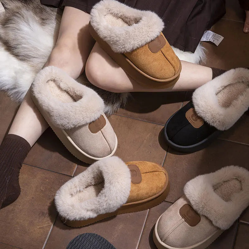 Thick Bottom Home Fluffy Slippers Women Winter Soft Sole Warm Plush