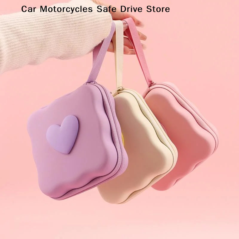 CMPortable Cable Protector Storage Bag Lovely Heart Knot Travel Cute