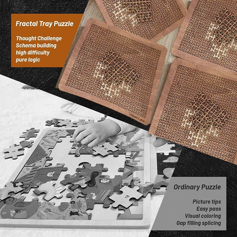 Exciting Fractal Tray Puzzles Distinctive Wood Jigsaw Puzzle Brain Zpaxo