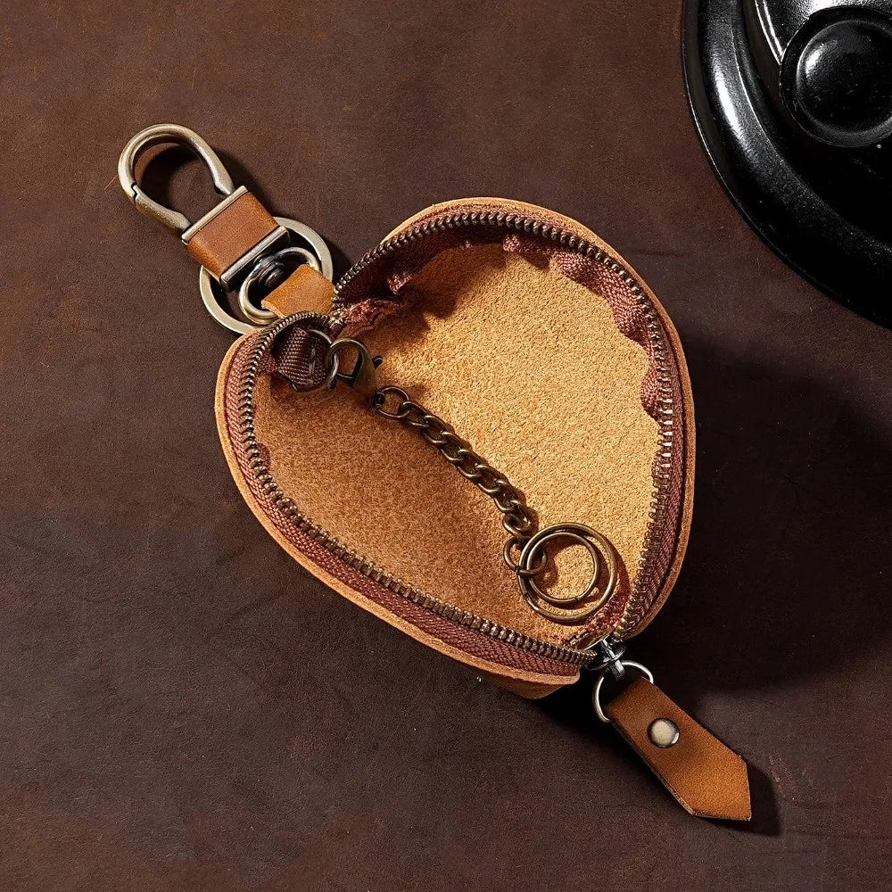 Durable Genuine Car Key Pouch Multi-Color Simple Leather Key Holder Classic Elegant Key Case with Carabiner Men/Women Zpaxo