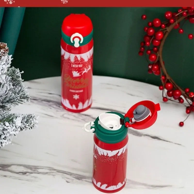 Kids Christmas Thermos – Cute Cartoon 304 Stainless Steel Gift Cup Kids Vacuum Thermos Zpaxo