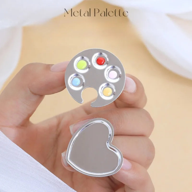 Mini Nail Art Palette Cute Footprint Design Stainless Steel Finger