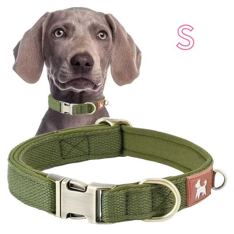 Vintage Durable Nylon Webbing Lined Dog Collar Suitable Large Medium Zpaxo GREEN-S