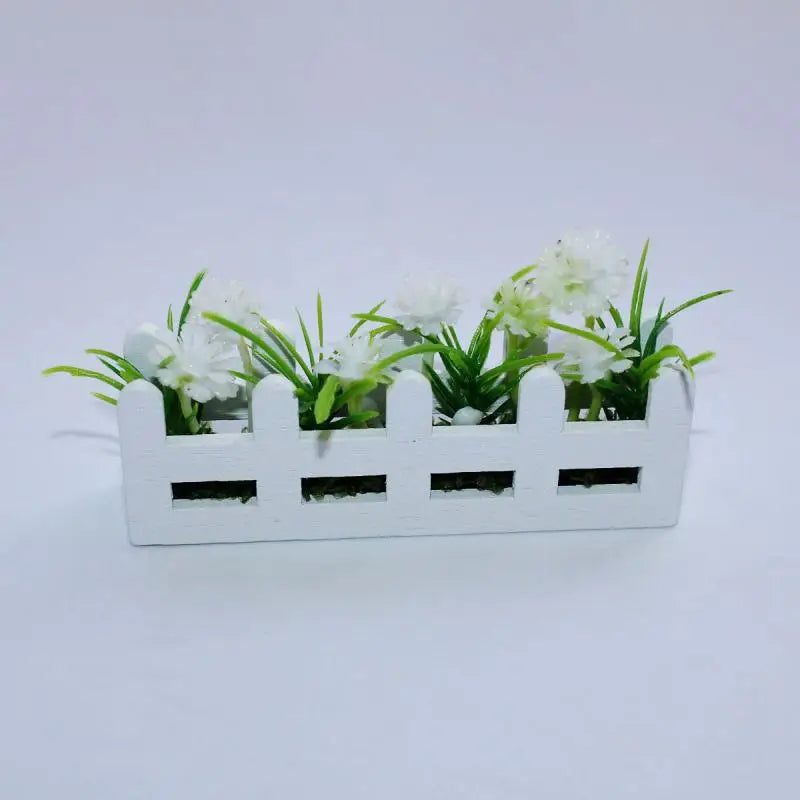 ▶1/12 Dollhouse Simulation Flower Potted Model Mini Garden Decoration Dolls House Micro Landscape Ornament Zpaxo White