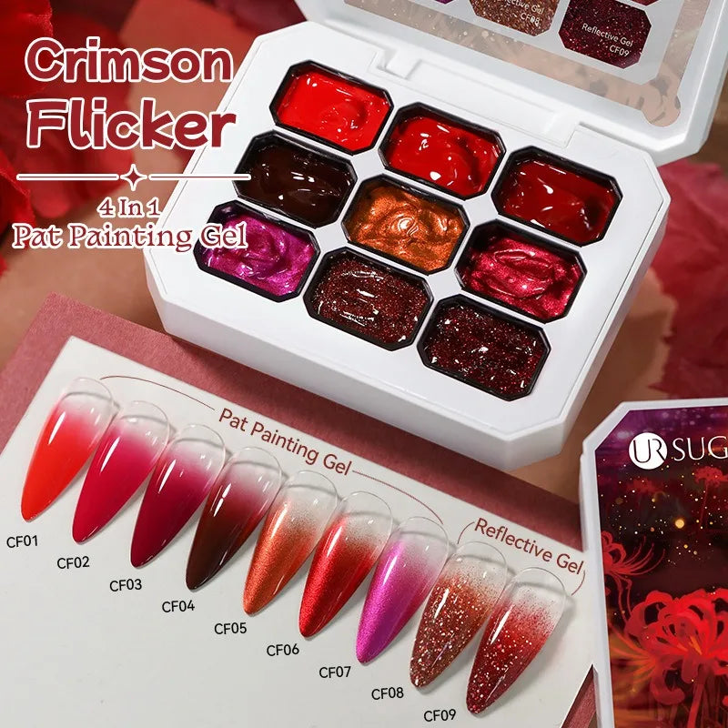 4 in 1 16 Grid Pat Painting Gel Nail Polish Gradient Effect Nail Art Salon Design Long-Lasting Creamy Texture Smooth Application Zpaxo 9 Palace Grid 08
