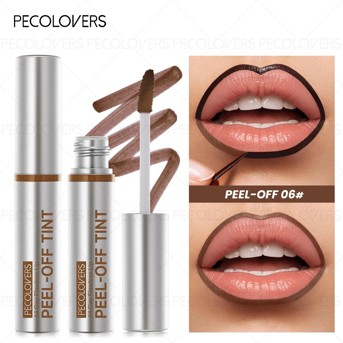 1 pc Waterproof Lip Liner Peel Off Tattoo Lipgloss Waterproof Long Lasting Matte Lip Tint Brown Contour Tear-off Lips Stain Zpaxo 06