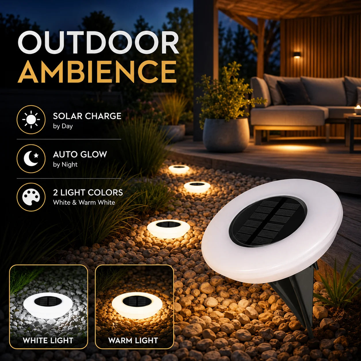 1/2Pack Solar Ground Lights,14LED Waterproof Outdoor Landscape Light, LED Lawn Lamp, for Garden Pathway Yard Deck Camping Decor Zpaxo