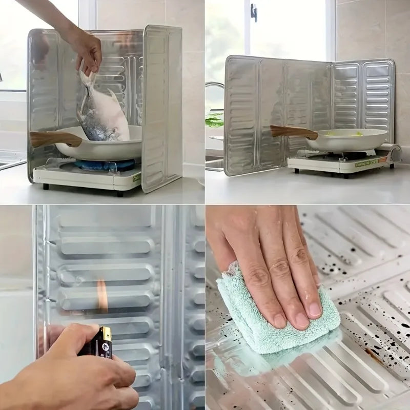 Kitchen Oil Splash Guard Anti Splatter Shield Nonstick Aluminium