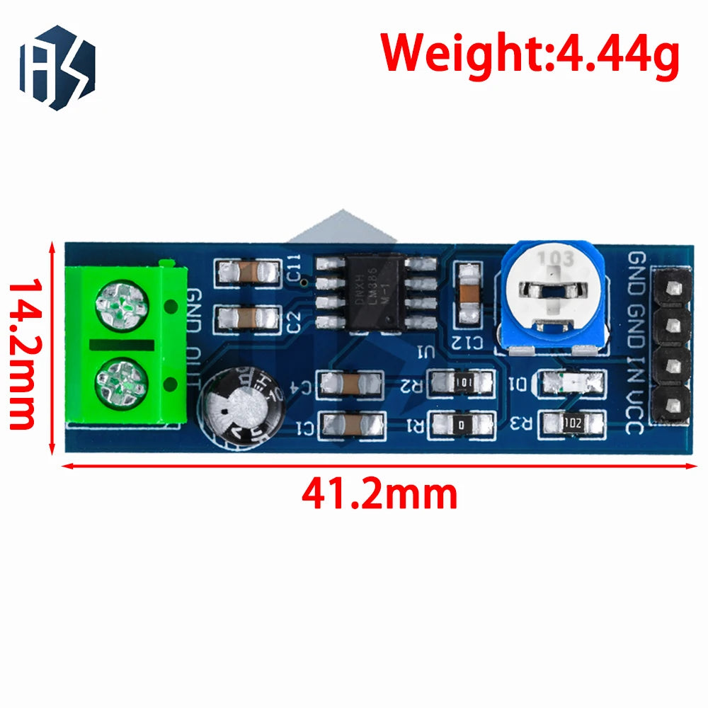 LM386 Audio Amplifier Module - 200x Gain, 5V-12V Input, 10K Adjustable Resistance, Compact Design for DIY Audio Projects and Po Zpaxo