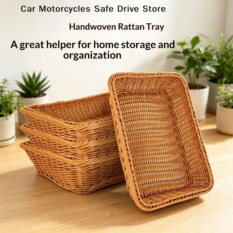 MWoven Rattan Storage Basket Sturdy Structure Large Capacity Kitchen