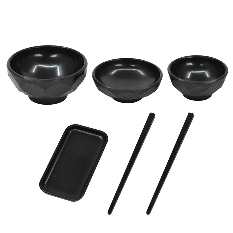 ▶1Set 1:6 Dollhouse Miniature Dinner Plate Bowl Chopsticks Tray Tableware Kitchen Model Decor Toy Doll House Accessories Zpaxo 1Set