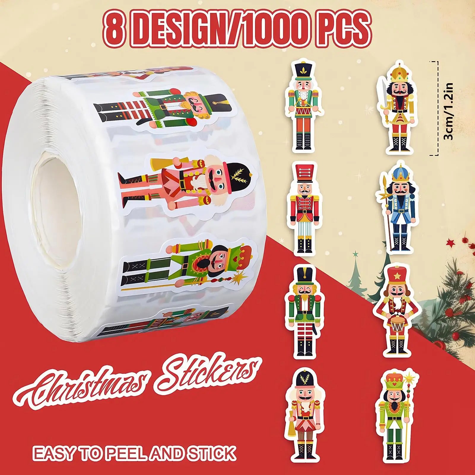 Christmas Stickers Bulk Nutcracker Paper Decals Scrapbook Journal