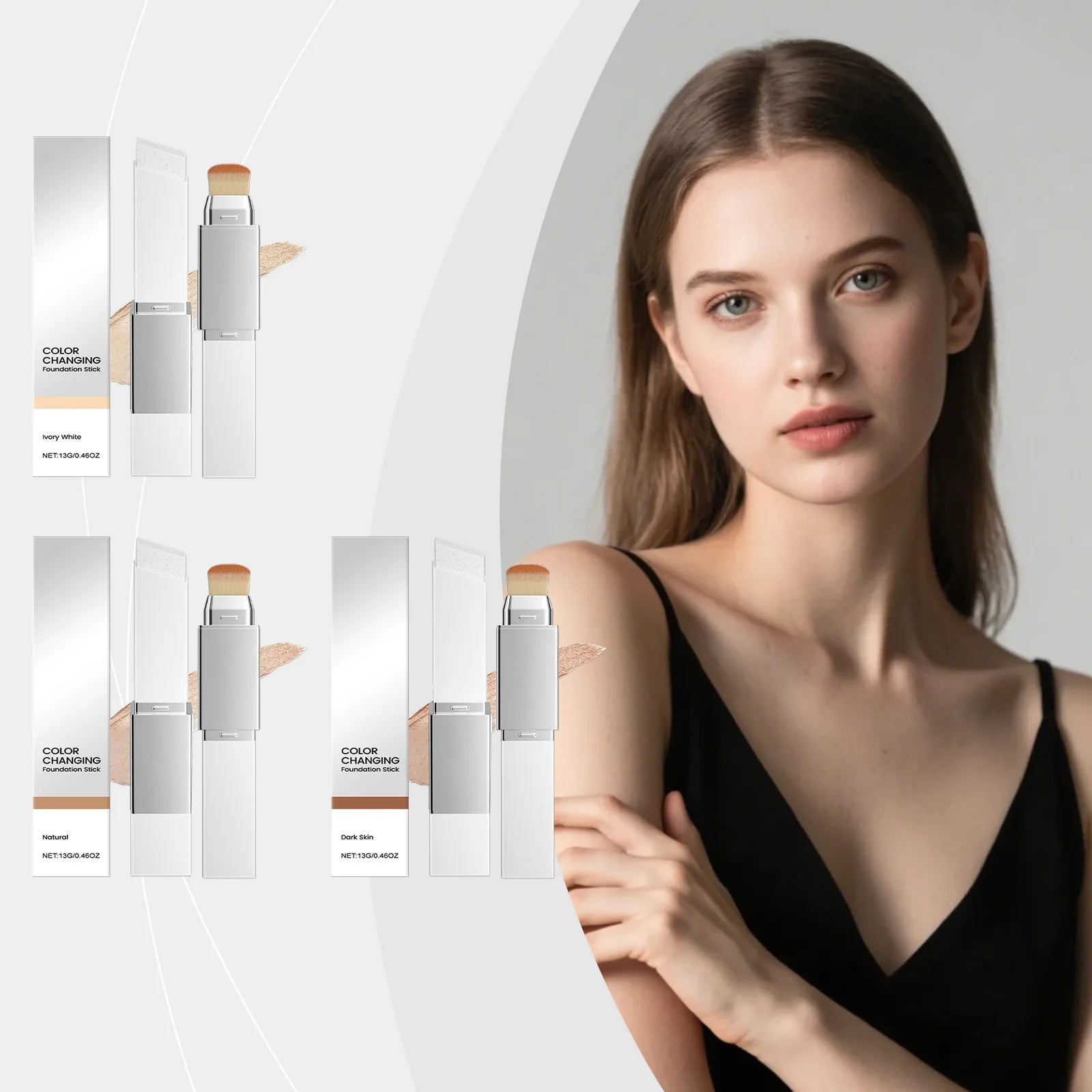 2-in-1 Color Changing Foundation & Concealer | Oil Control Foundation Concealer Stick Zpaxo