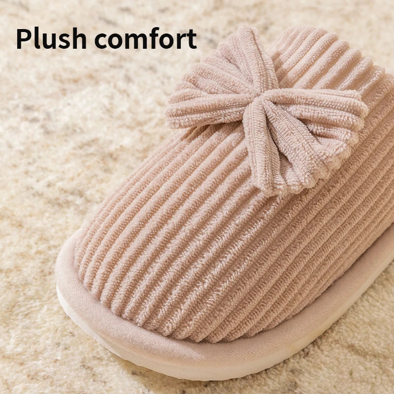 Fashion Women's Bow Slippers Fall Winter Indoor Bedroom Floor