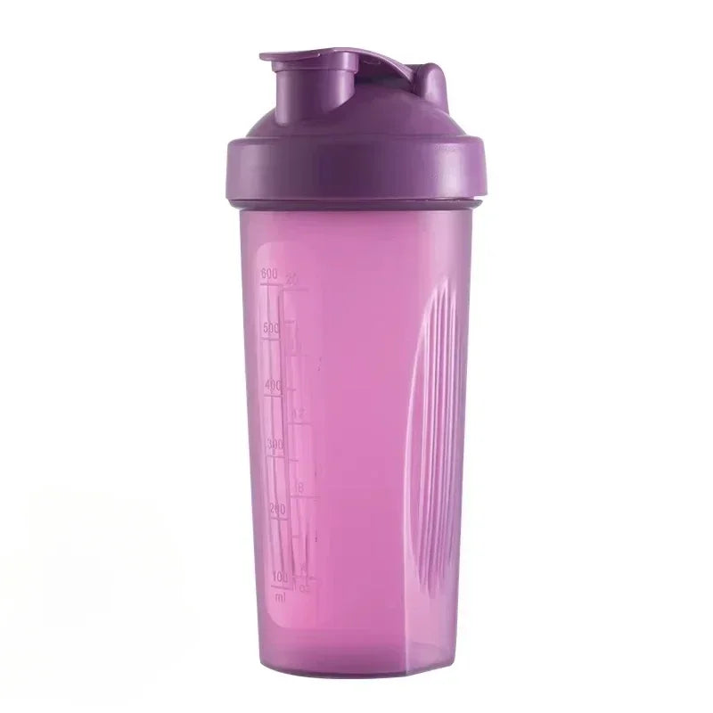 New 600ml Protein Powder Shaker Bottle Leak Proof Water Bottle for Gym Fitness Training Sport Shaker Mixing Cup with Scale Zpaxo Purple